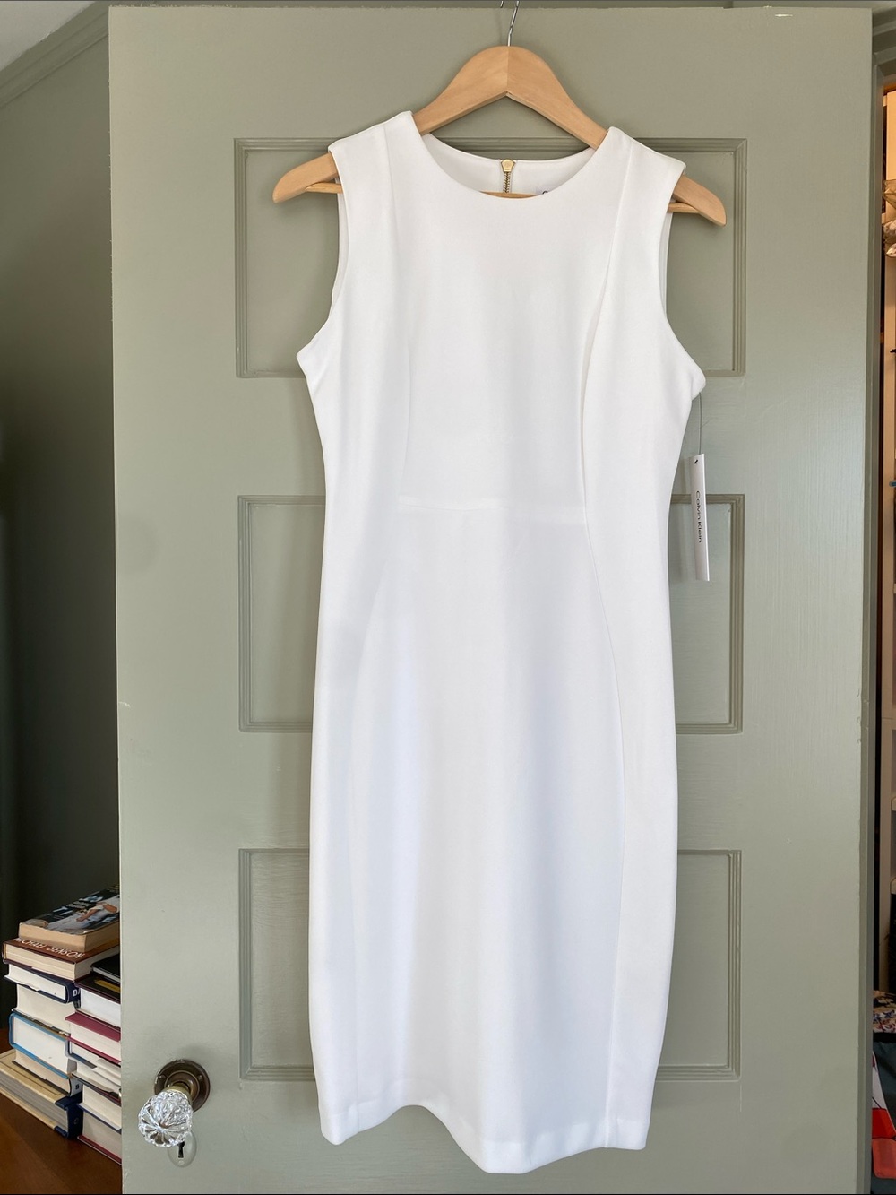 Calvin Klein White Sleeveless Sheath Dress